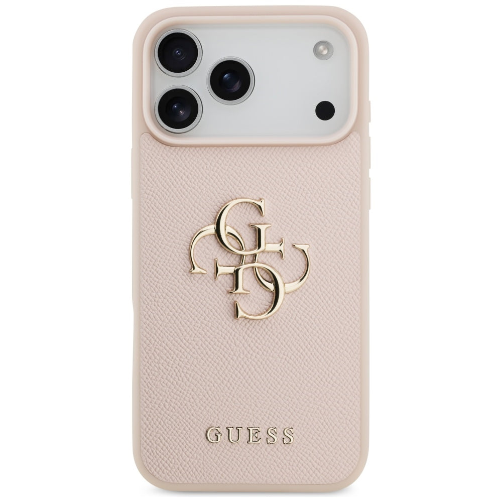 Guess Grained Big 4G &amp; Classic Logo Case for iPhone 17 Pro Max - Pink_2