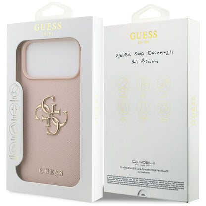 Guess Grained Big 4G &amp; Classic Logo Case for iPhone 17 Pro Max - Pink_7
