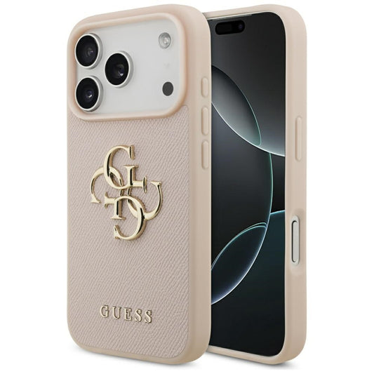 Guess Grained Big 4G &amp; Classic Logo iPhone 17 Pro Case - Pink_0