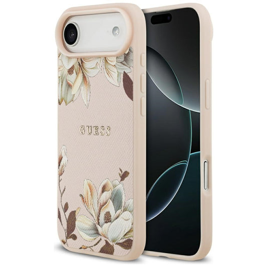 Guess Grained Flowers Classic Logo MagSafe iPhone Air Case - Pink_0