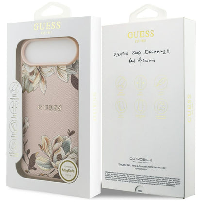 Guess Grained Flowers Classic Logo MagSafe iPhone Air Case - Pink_7