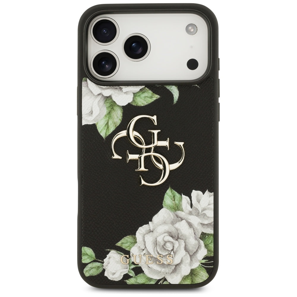 Guess Grained Roses &amp; Big 4G Logo case for iPhone 17 Pro Max - black_2