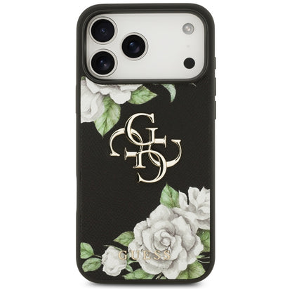 Guess Grained Roses &amp; Big 4G Logo case for iPhone 17 Pro Max - black_2