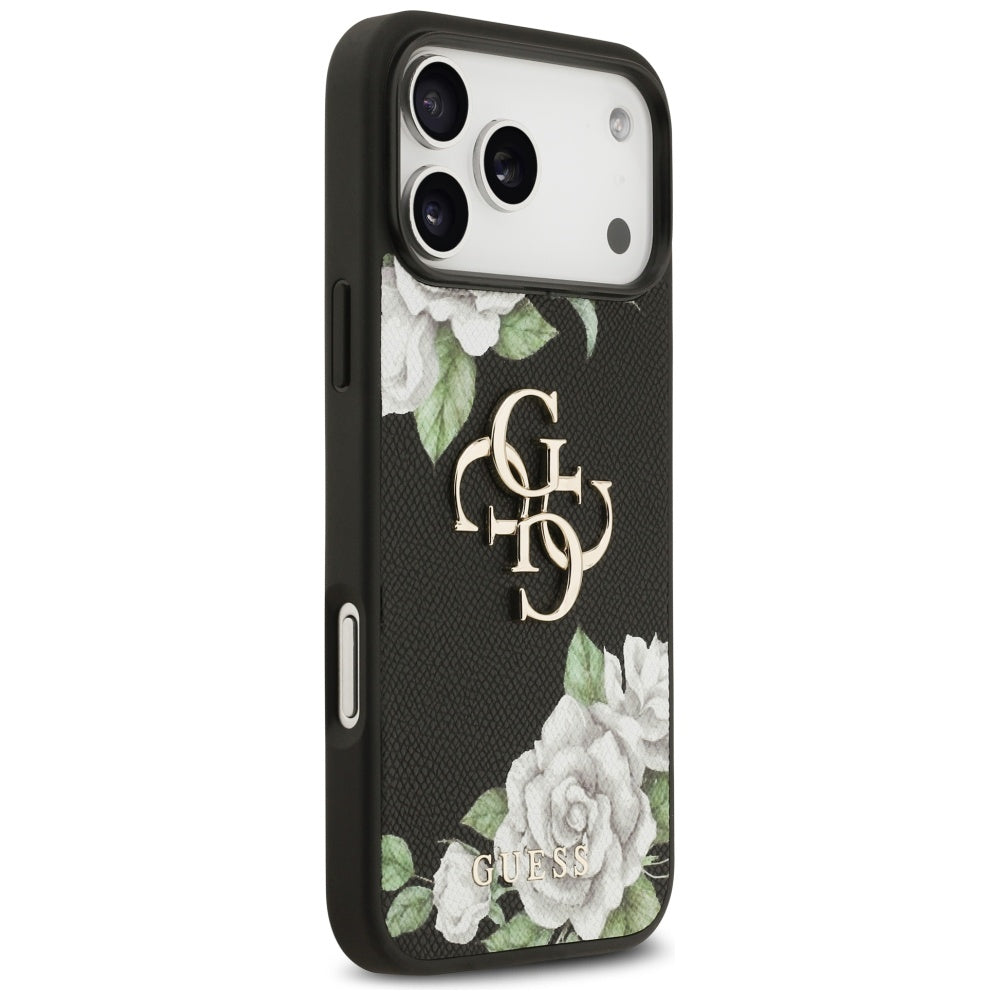Guess Grained Roses &amp; Big 4G Logo case for iPhone 17 Pro Max - black_3