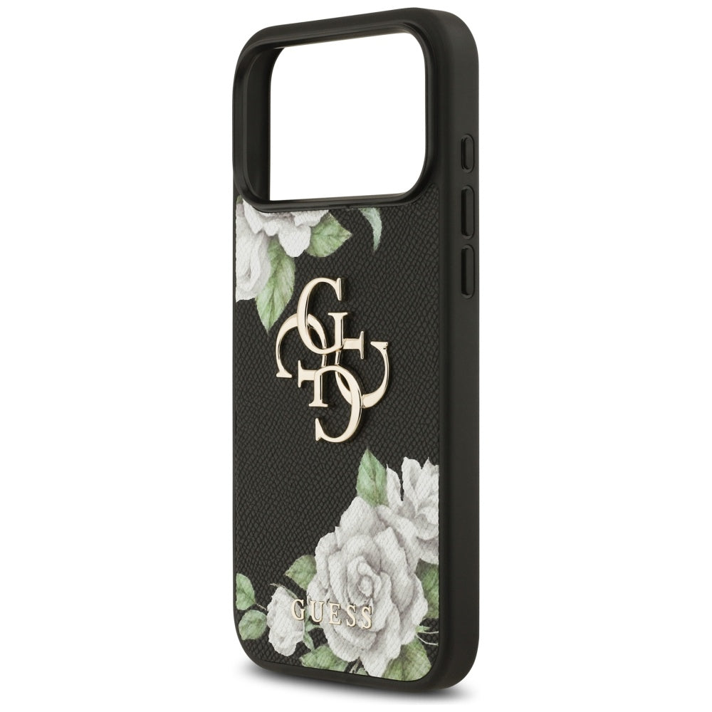 Guess Grained Roses &amp; Big 4G Logo case for iPhone 17 Pro Max - black_5