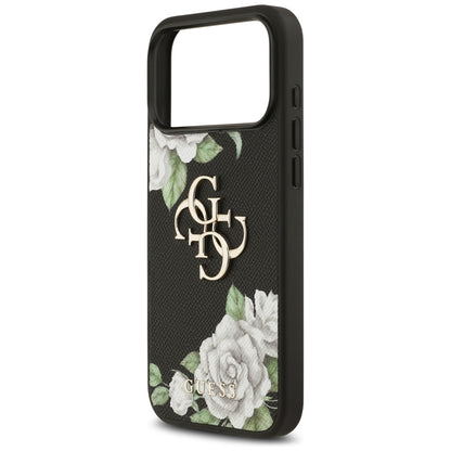 Guess Grained Roses &amp; Big 4G Logo case for iPhone 17 Pro Max - black_5