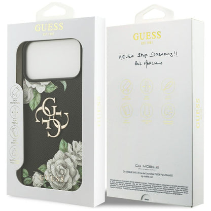 Guess Grained Roses &amp; Big 4G Logo case for iPhone 17 Pro Max - black_7