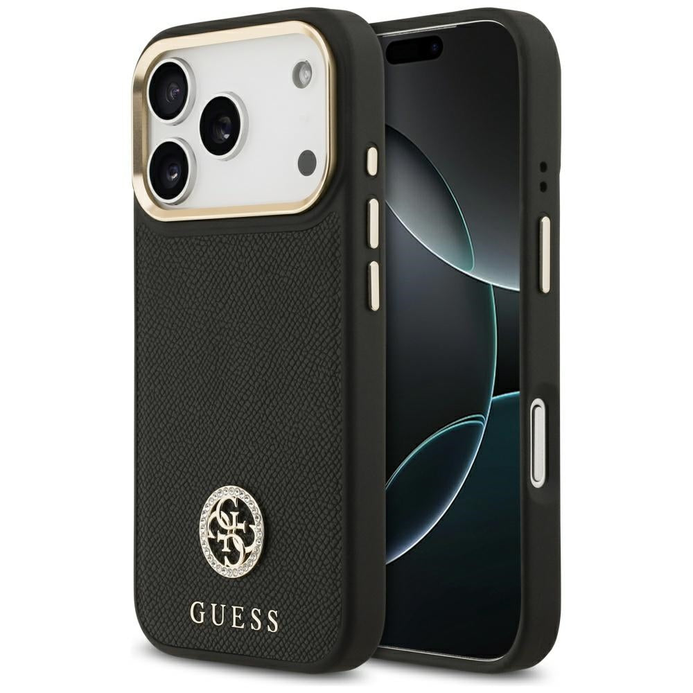 Guess Grained Strass Logo MagSafe case for iPhone 17 Pro - black_0