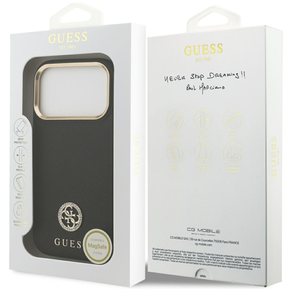 Guess Grained Strass Logo MagSafe case for iPhone 17 Pro - black_7