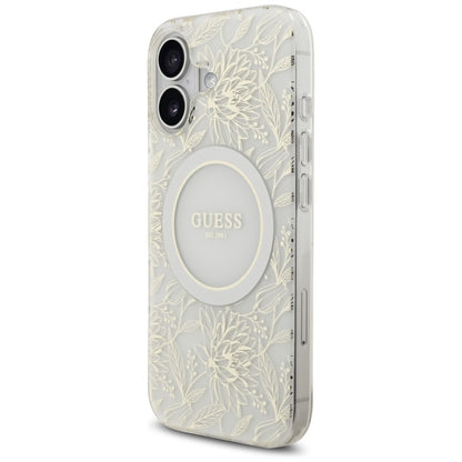 Guess IML Flowers Electro Pearl Strap MagSafe case for iPhone 17 - white_2