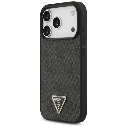 Guess Leather 4G Triangle Strass MagSafe Case for iPhone 17 Pro - Black_1