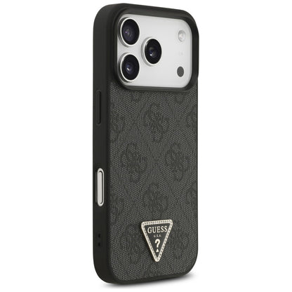 Guess Leather 4G Triangle Strass MagSafe Case for iPhone 17 Pro - Black_3