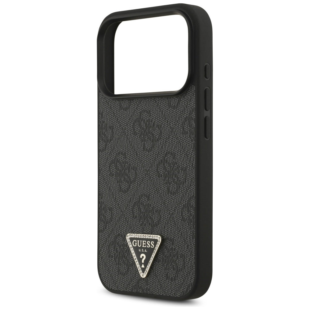 Guess Leather 4G Triangle Strass MagSafe Case for iPhone 17 Pro - Black_5