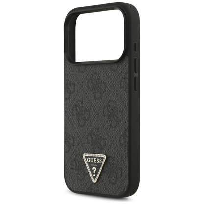 Guess Leather 4G Triangle Strass MagSafe Case for iPhone 17 Pro - Black_5