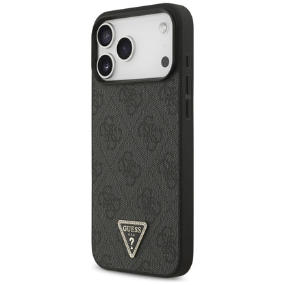 Guess Leather 4G Triangle Strass MagSafe Case for iPhone 17 Pro Max - Black_1