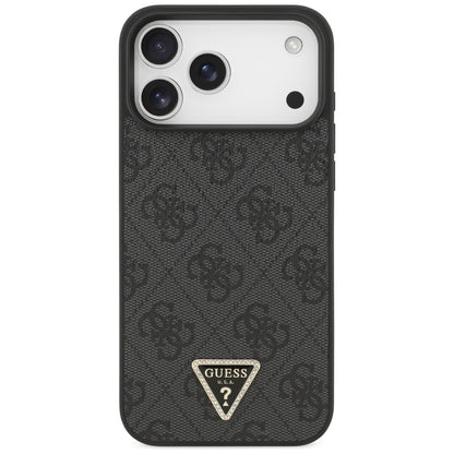 Guess Leather 4G Triangle Strass MagSafe Case for iPhone 17 Pro Max - Black_2