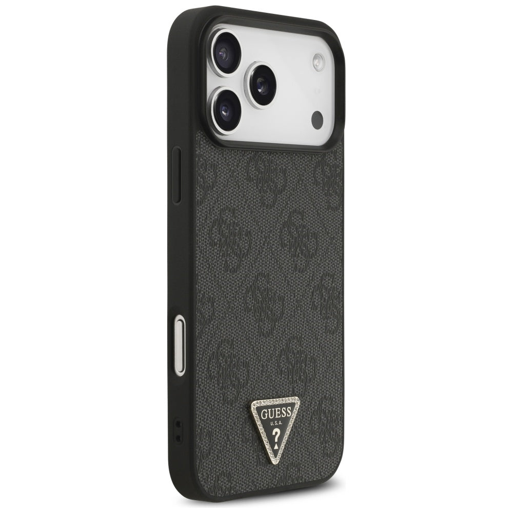 Guess Leather 4G Triangle Strass MagSafe Case for iPhone 17 Pro Max - Black_3