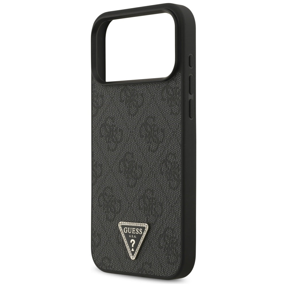 Guess Leather 4G Triangle Strass MagSafe Case for iPhone 17 Pro Max - Black_5