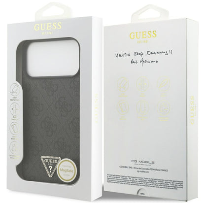 Guess Leather 4G Triangle Strass MagSafe Case for iPhone 17 Pro Max - Black_7