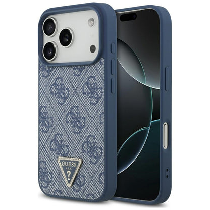 Guess Leather 4G Triangle Strass MagSafe Case for iPhone 17 Pro - Blue_0