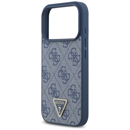 Guess Leather 4G Triangle Strass MagSafe Case for iPhone 17 Pro - Blue_5