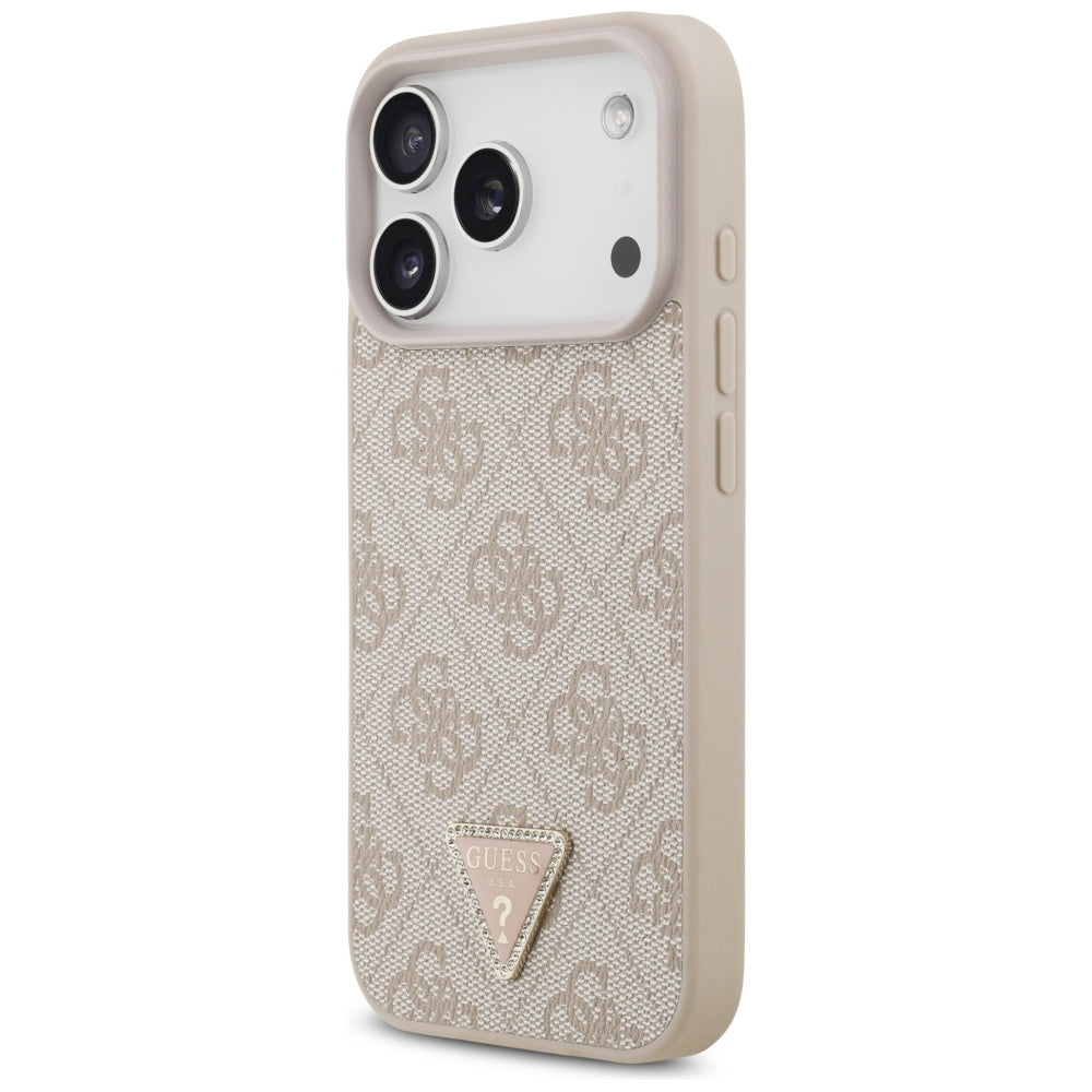 Guess Leather 4G Triangle Strass MagSafe Case for iPhone 17 Pro - Pink_1