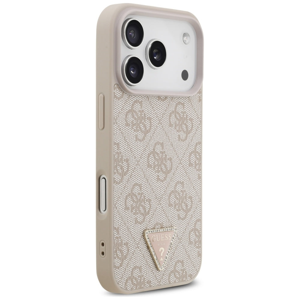 Guess Leather 4G Triangle Strass MagSafe Case for iPhone 17 Pro - Pink_3