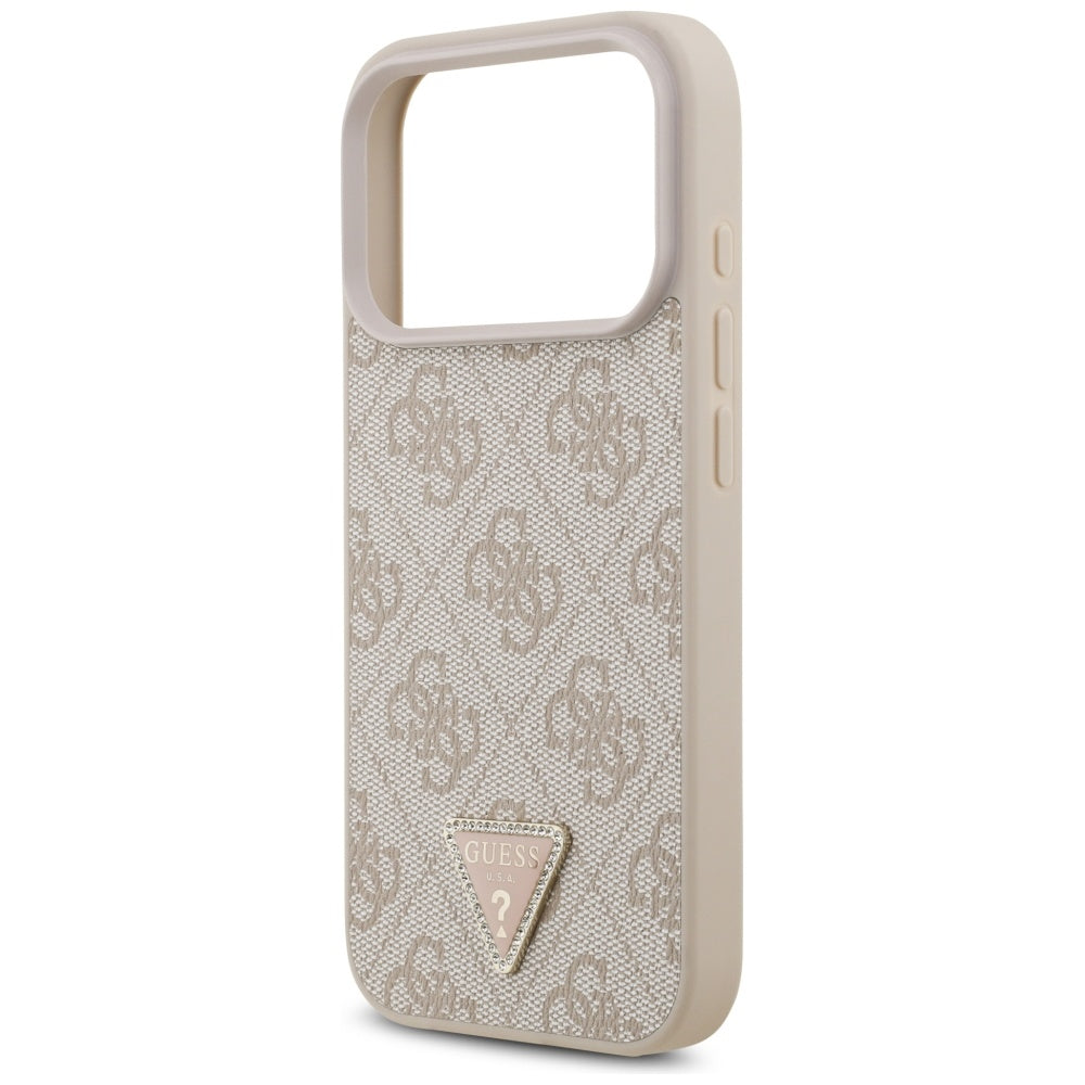 Guess Leather 4G Triangle Strass MagSafe Case for iPhone 17 Pro - Pink_5