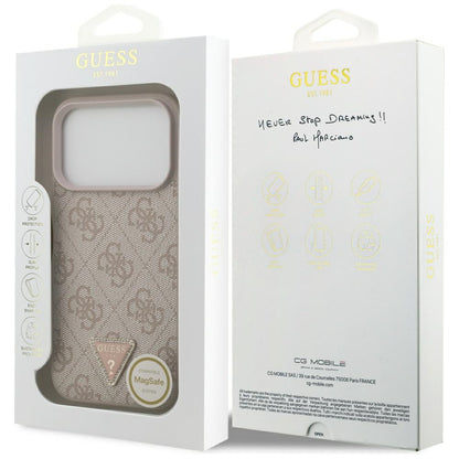 Guess Leather 4G Triangle Strass MagSafe Case for iPhone 17 Pro - Pink_7