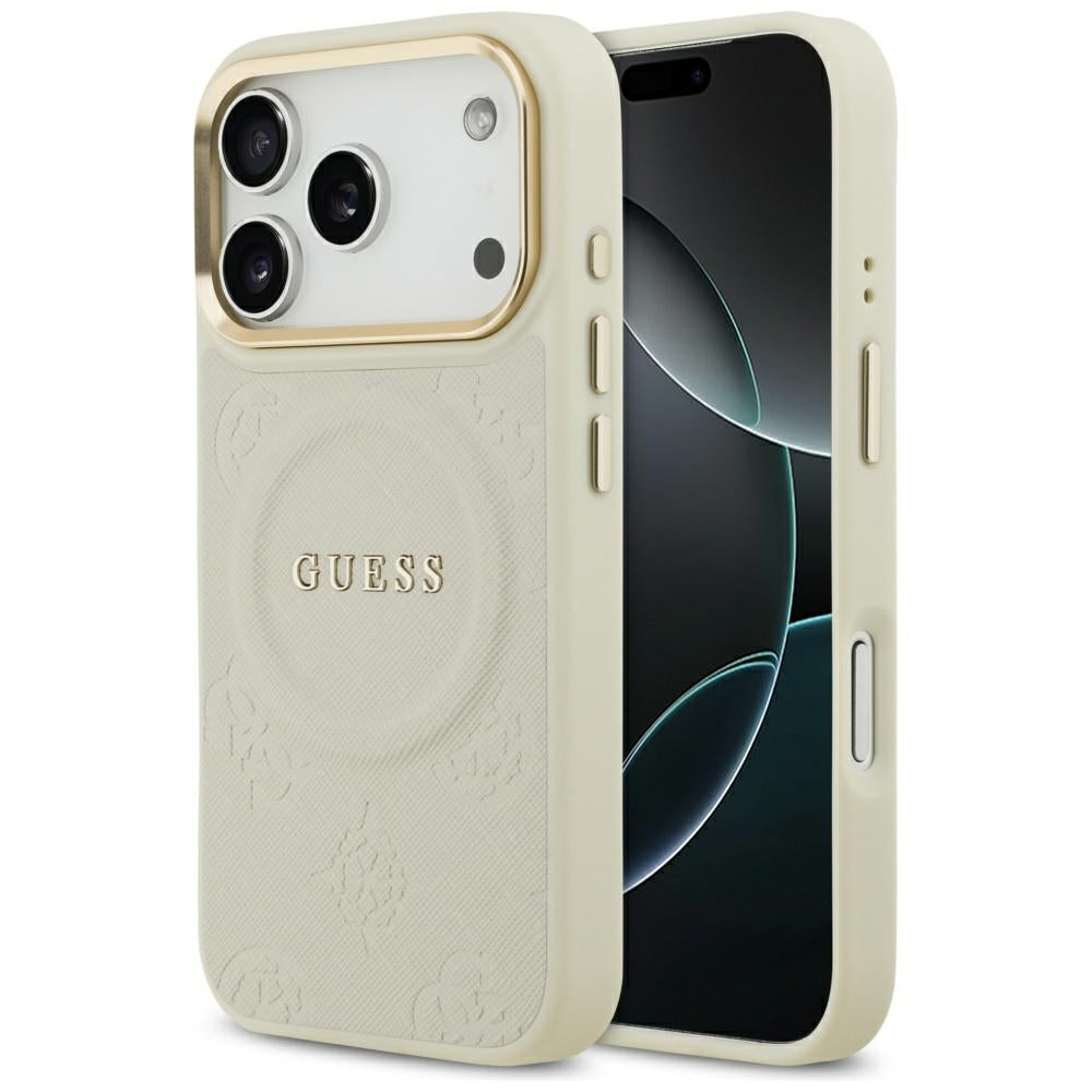 Guess Peony Hot Stamp MagSafe Case for iPhone 17 Pro - Beige_0