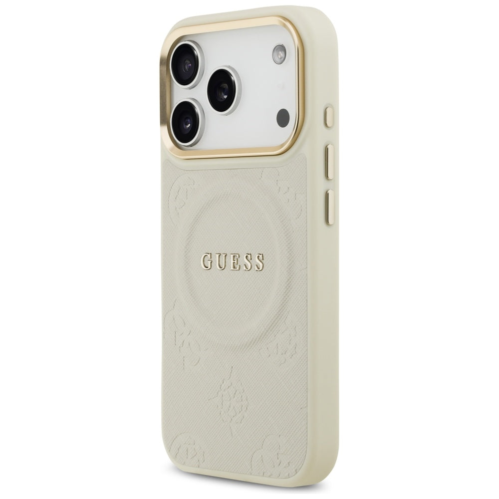 Guess Peony Hot Stamp MagSafe Case for iPhone 17 Pro - Beige_1