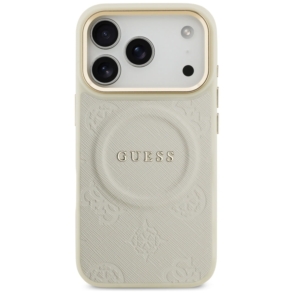 Guess Peony Hot Stamp MagSafe Case for iPhone 17 Pro - Beige_2