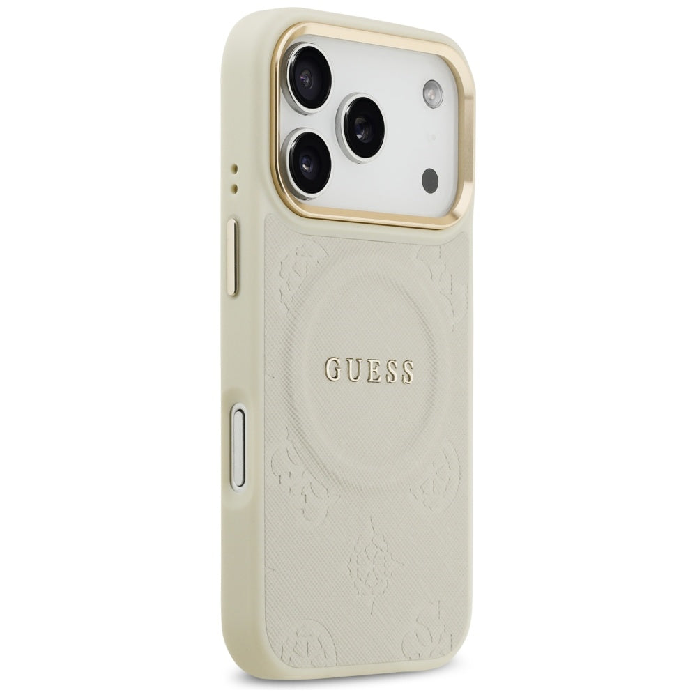 Guess Peony Hot Stamp MagSafe Case for iPhone 17 Pro - Beige_3