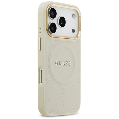 Guess Peony Hot Stamp MagSafe Case for iPhone 17 Pro - Beige_3