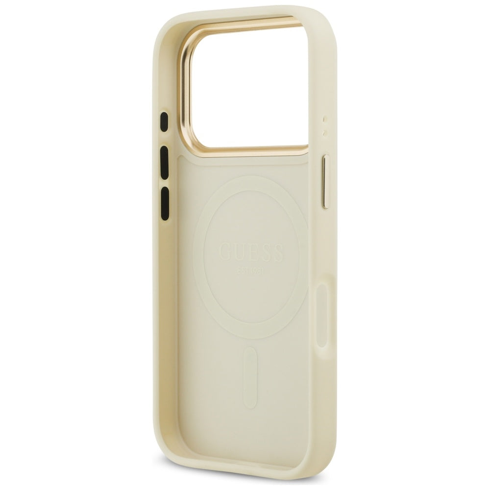 Guess Peony Hot Stamp MagSafe Case for iPhone 17 Pro - Beige_6