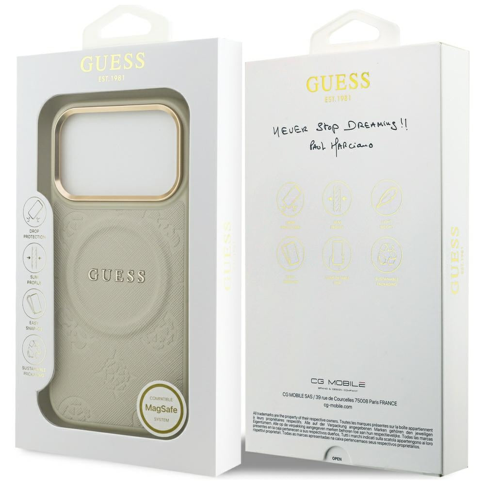 Guess Peony Hot Stamp MagSafe Case for iPhone 17 Pro - Beige_7