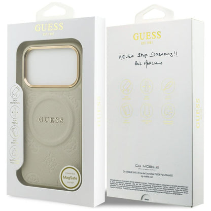 Guess Peony Hot Stamp MagSafe Case for iPhone 17 Pro - Beige_7