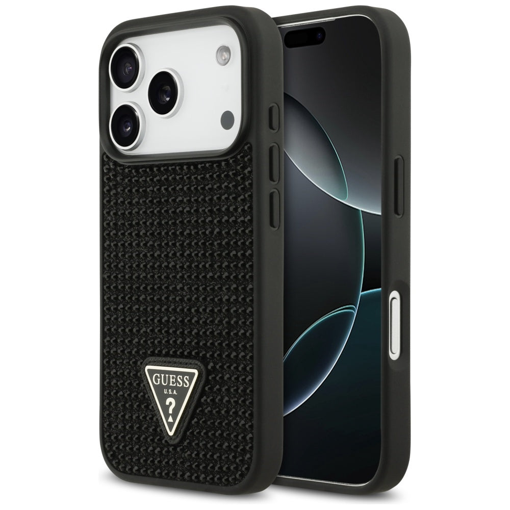 Guess Rhinestone Triangle Logo Case for iPhone 17 Pro - Black_0