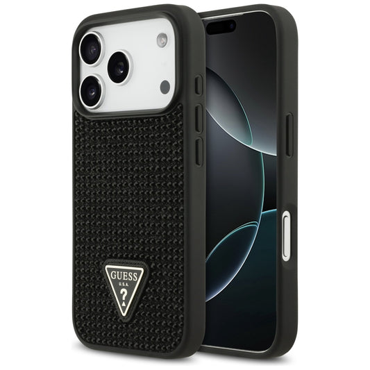 Guess Rhinestone Triangle Logo Case for iPhone 17 Pro - Black_0