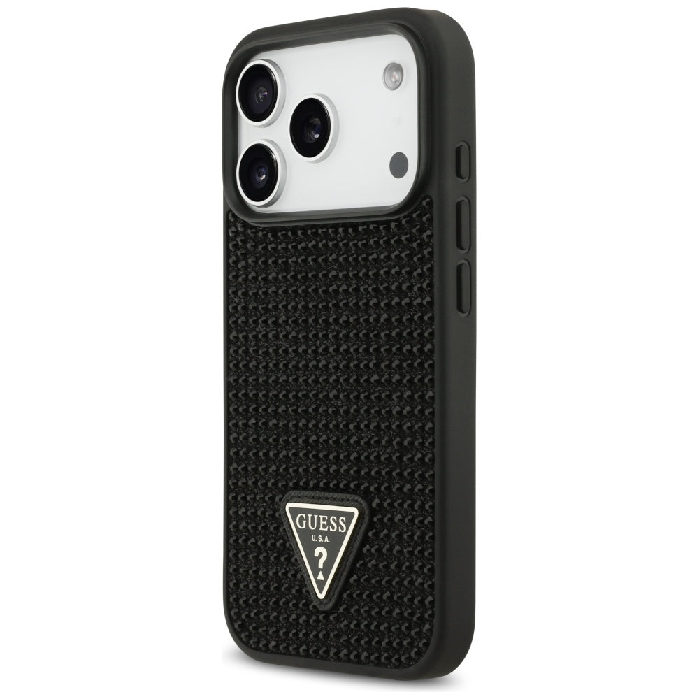Guess Rhinestone Triangle Logo Case for iPhone 17 Pro - Black_1