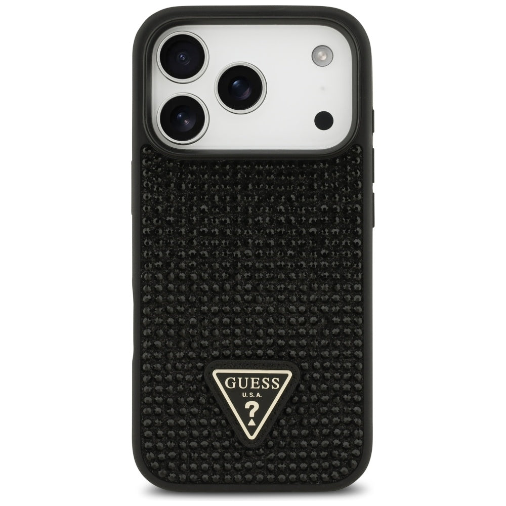 Guess Rhinestone Triangle Logo Case for iPhone 17 Pro - Black_2