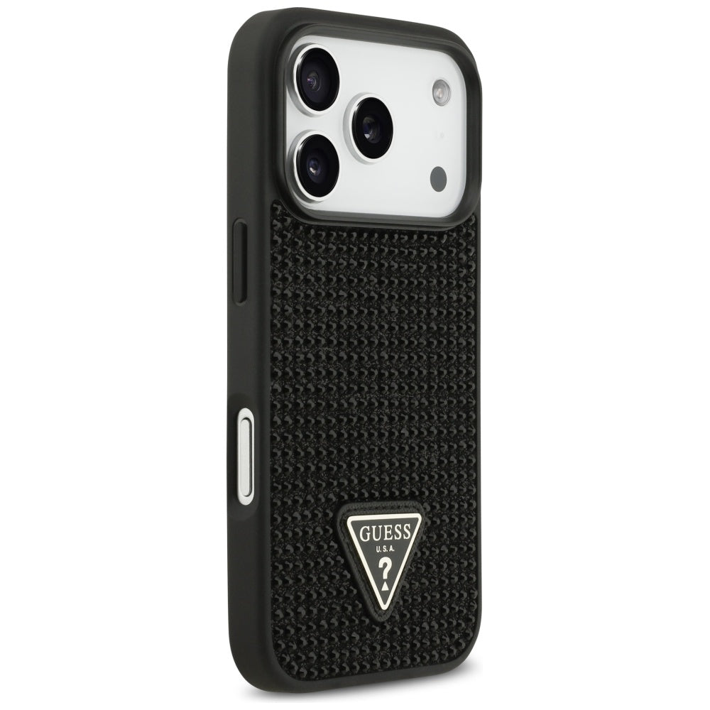 Guess Rhinestone Triangle Logo Case for iPhone 17 Pro - Black_3