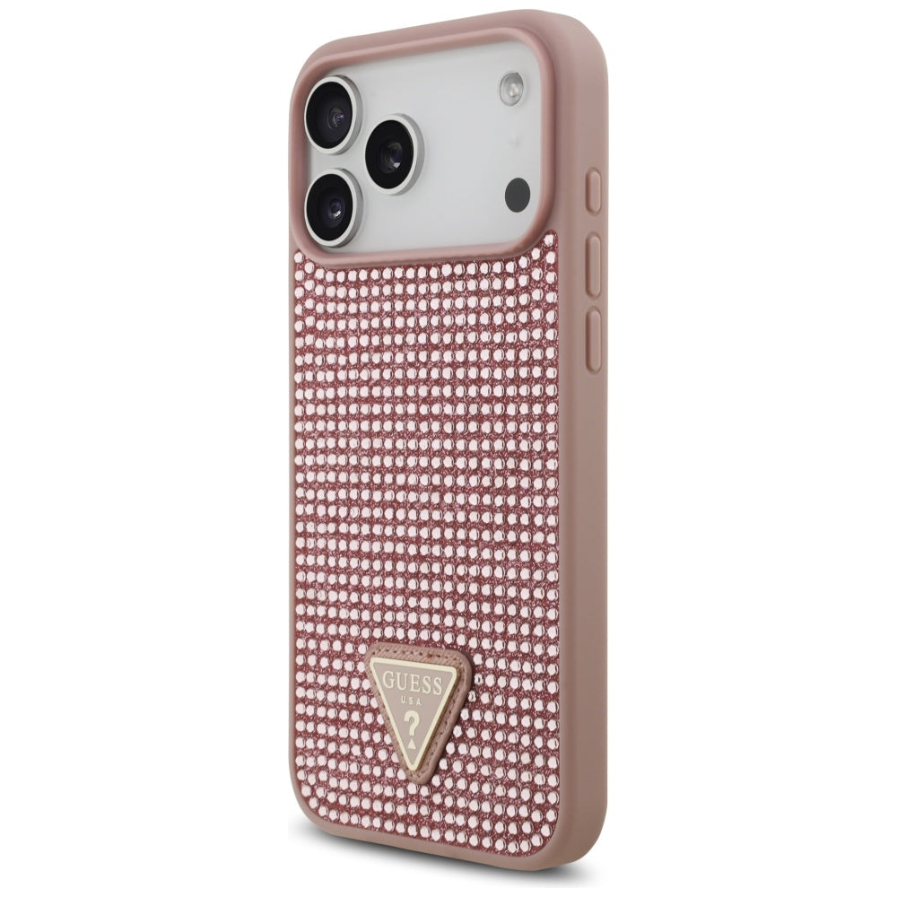 Guess Rhinestone Triangle Logo Case for iPhone 17 Pro Max - Pink_1