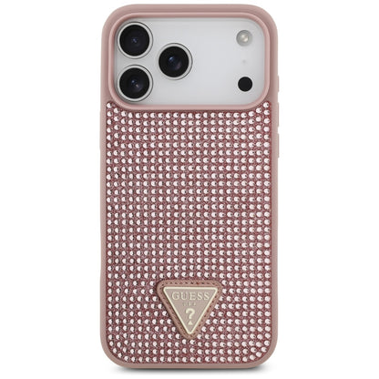 Guess Rhinestone Triangle Logo Case for iPhone 17 Pro Max - Pink_2