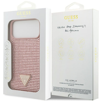Guess Rhinestone Triangle Logo Case for iPhone 17 Pro Max - Pink_7
