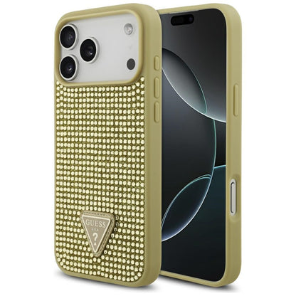Guess Rhinestone Triangle Logo Case for iPhone 17 Pro Max - Gold_0
