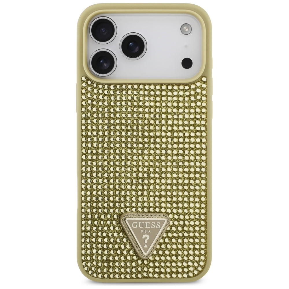 Guess Rhinestone Triangle Logo Case for iPhone 17 Pro Max - Gold_2