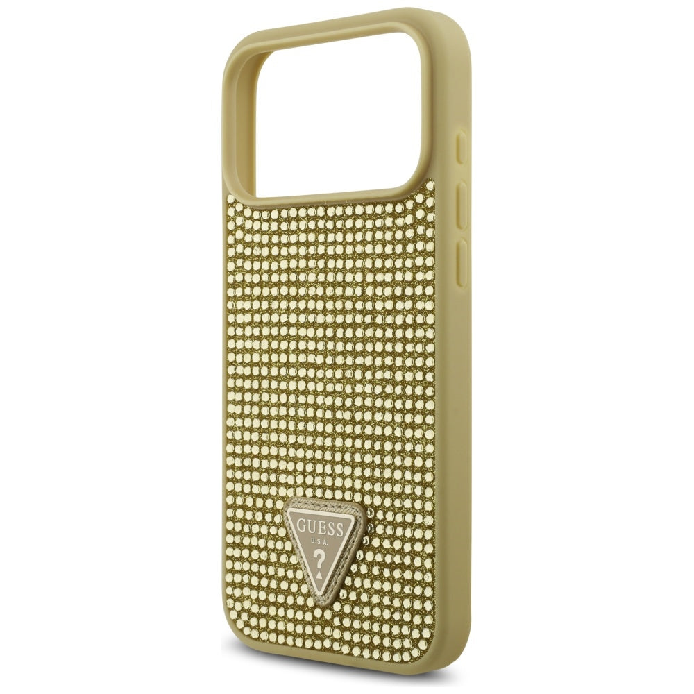 Guess Rhinestone Triangle Logo Case for iPhone 17 Pro Max - Gold_5