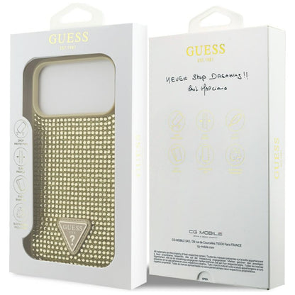Guess Rhinestone Triangle Logo Case for iPhone 17 Pro Max - Gold_7