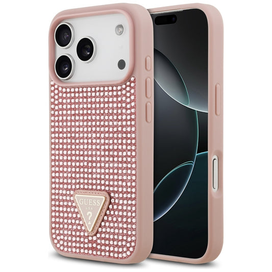 Guess Rhinestone Triangle Logo iPhone 17 Pro Case - Pink_0